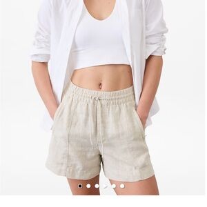 Athleta High Waist Cream Linen Shorts